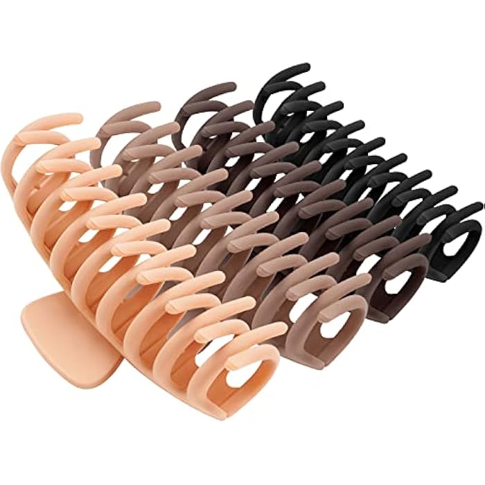 TOCESS Big Hair Claw Clips for Women Large Claw Clip for Thin Thick Curly Hair 90's Strong Hold 4.33 Inch Nonslip Matte Hair Clips (4 Pcs) - Image 1